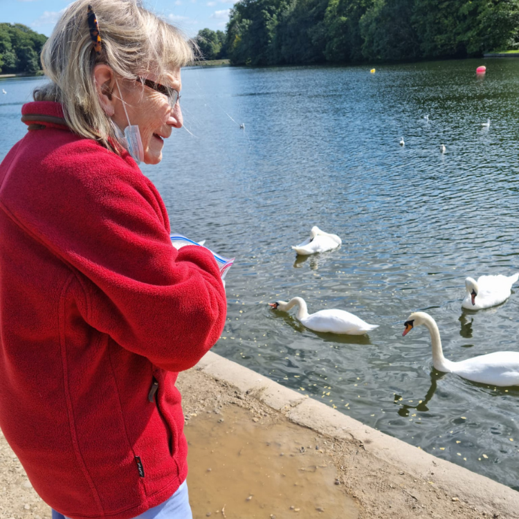 Feeding the ducks at Roundhay Park