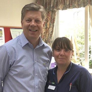 Peter (Managing Director) and Lisa - Pennington Court staff - Professional Care Worker Day