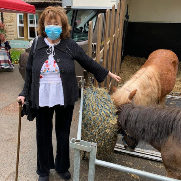 One of our residents at Headingley Hall meets two of Hope Pastures's ponies