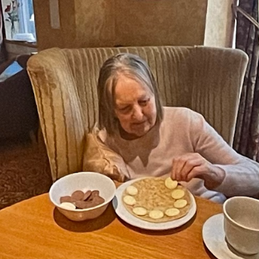 One of our residents at Headingley Hall on Pancake Day.