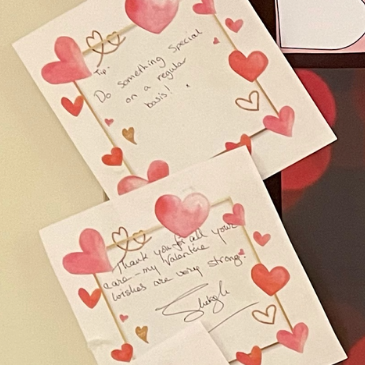 Valentine's Day notes from Headingley Hall's residents