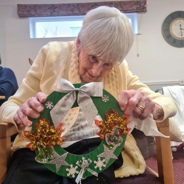 Making wreaths at Pennington Court